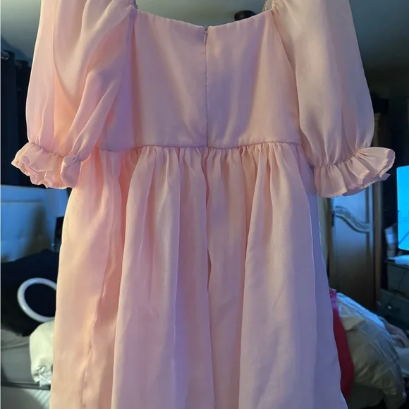 Girls 11-12 yr pink puff sleeve dress - Picture 4 of 5